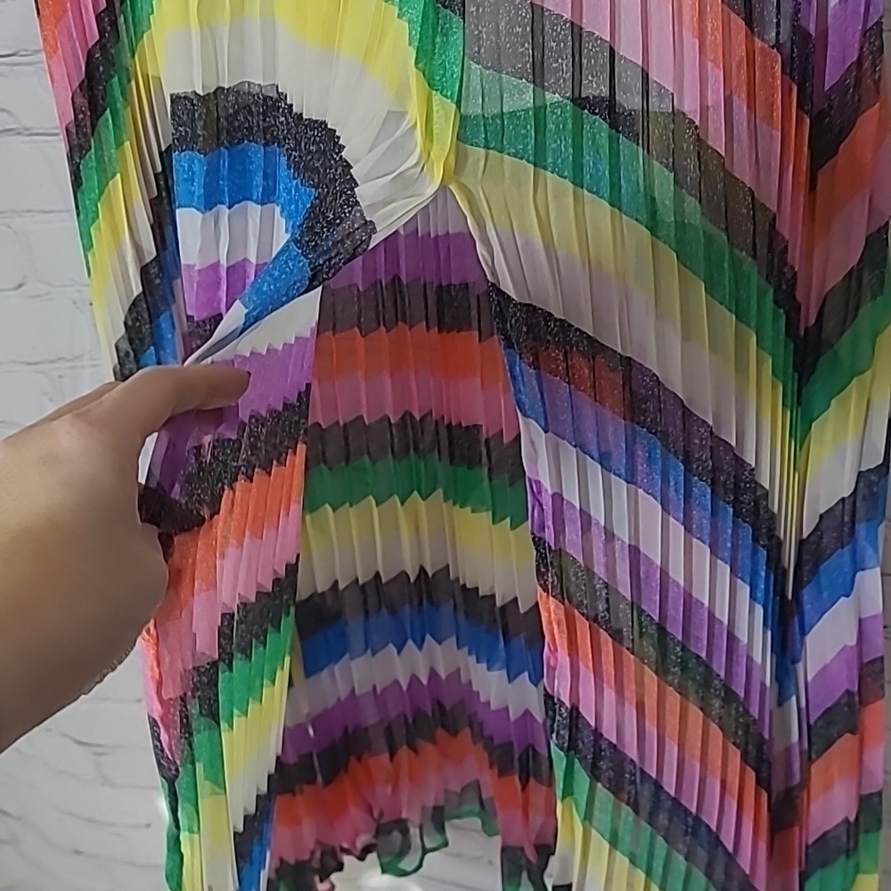 New York and Company sz small color stripe maxi skirt with slit WSK90 - Picture 4 of 6